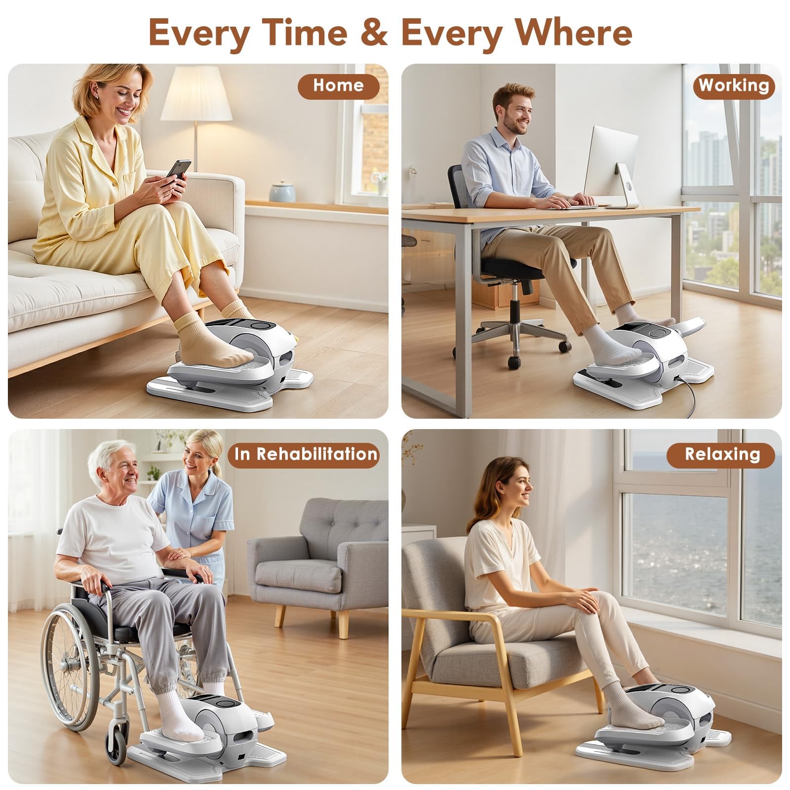 Under Desk Elliptical Exercise Machine, Mini Elliptical Leg Exerciser As See...
