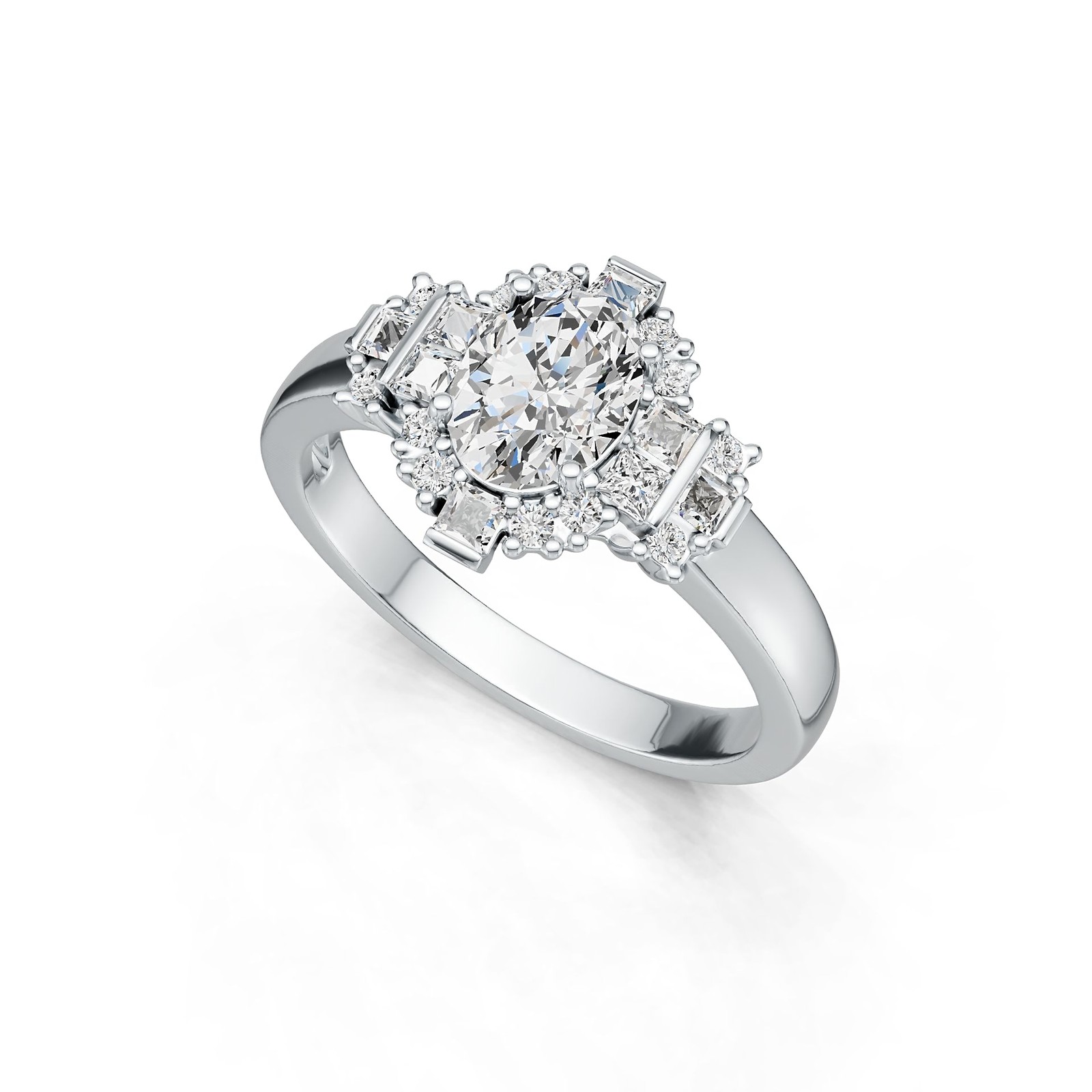 Sterling Silver Semi Mount Ring Setting Oval OV 8X6mm with White Topaz
