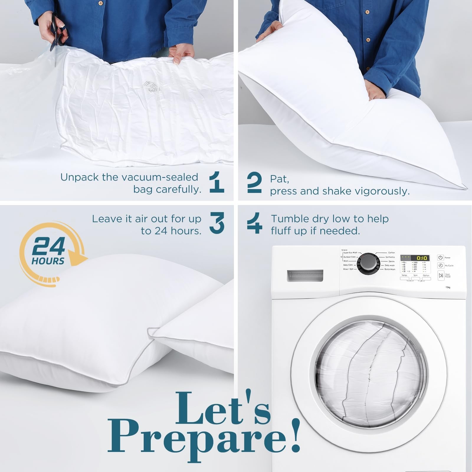 Viewstar Bed Pillows Set 2, Firm Support Down Alternative Pillows Side, Back