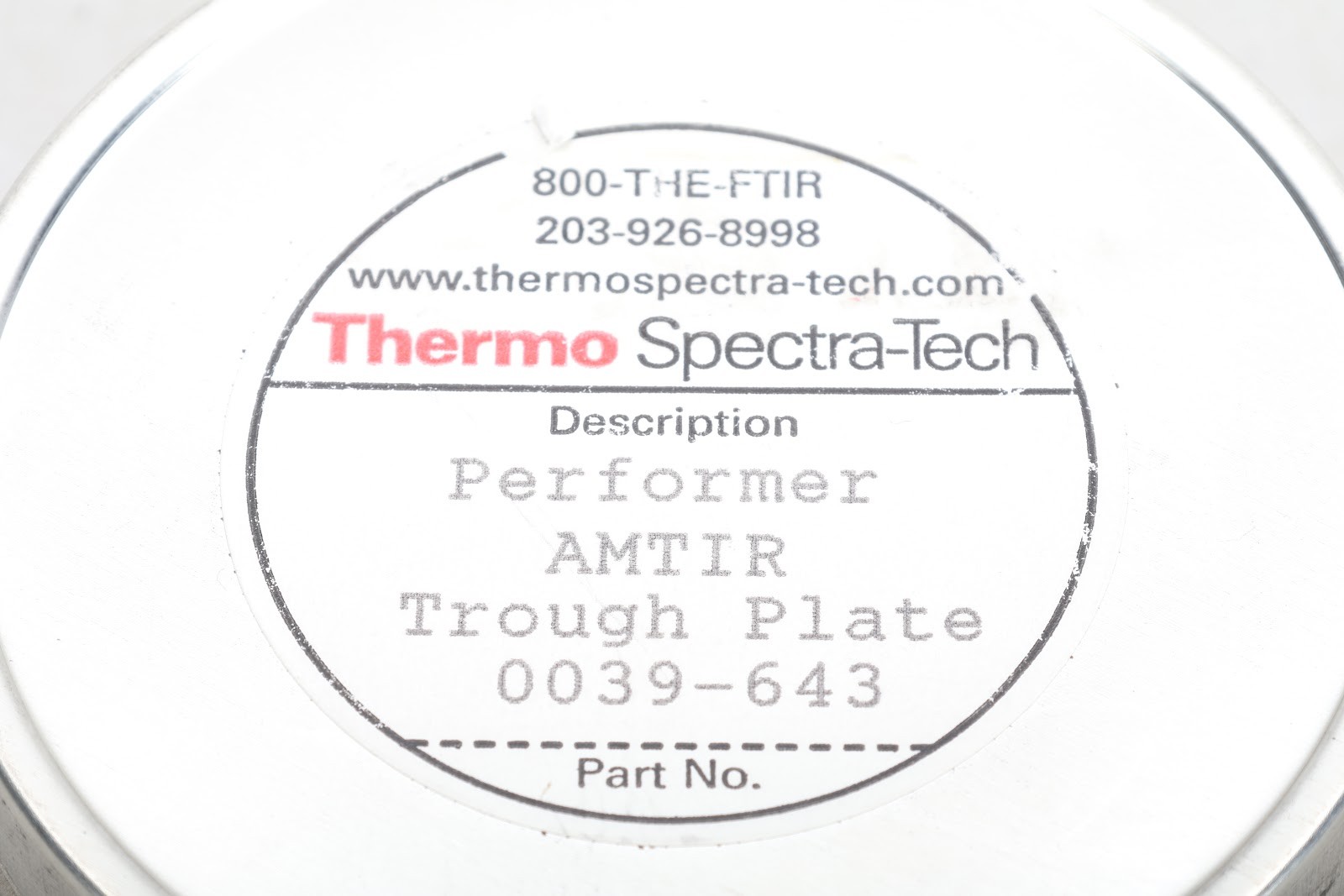 Thermo Spectra-Tech 0039-643 Performer AMTIR Trough Plate