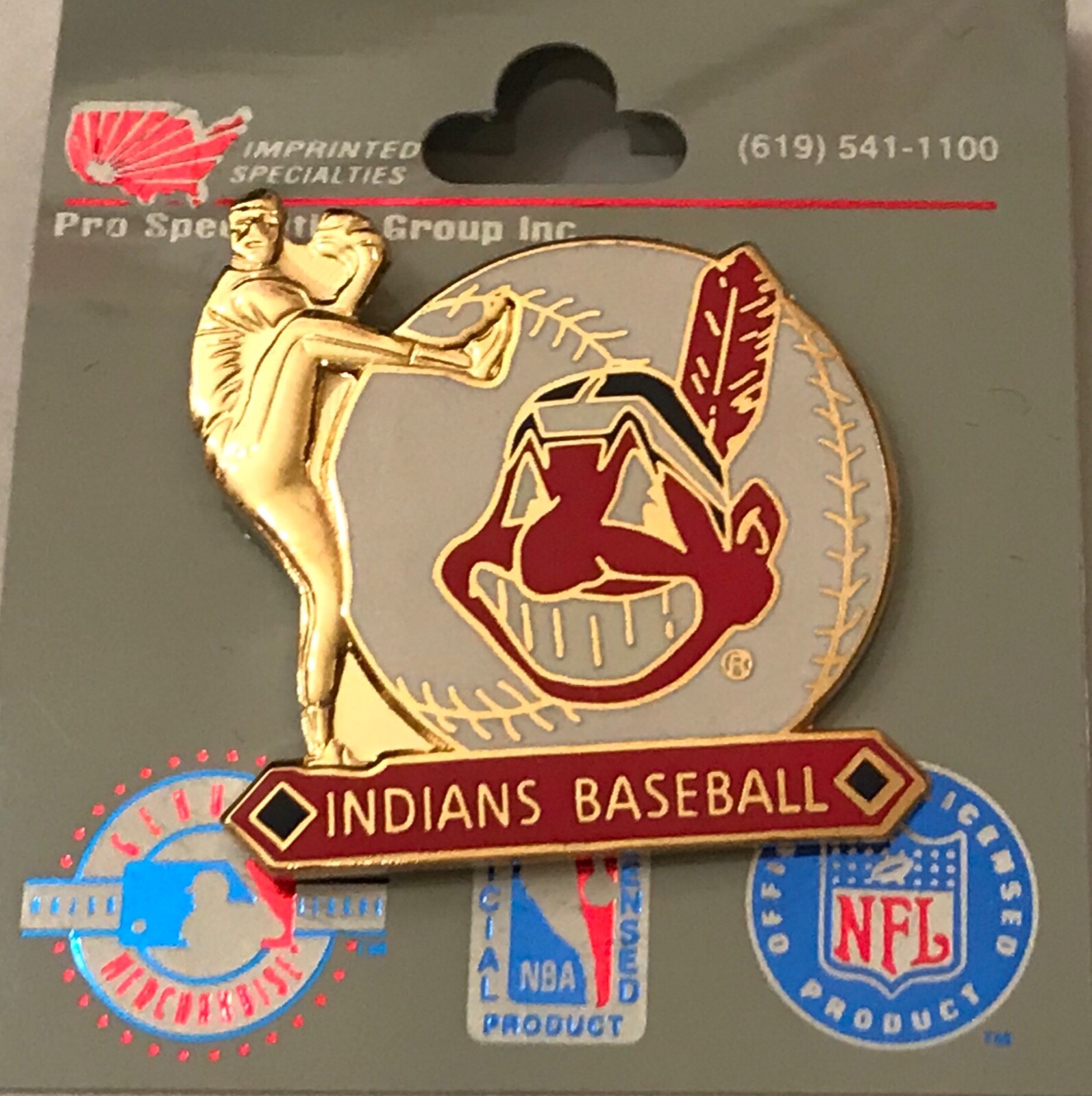 Cleveland Indians CHIEF WAHOO Pitcher Logo Pin MLB BANNED LOGO Guardians