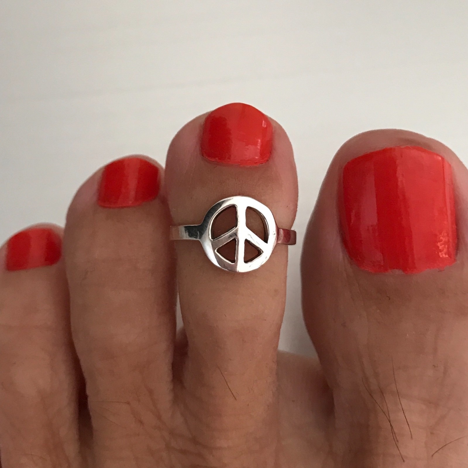 Sterling Silver Peace Toe Ring, Silver Rings, Love Ring, Peace Ring