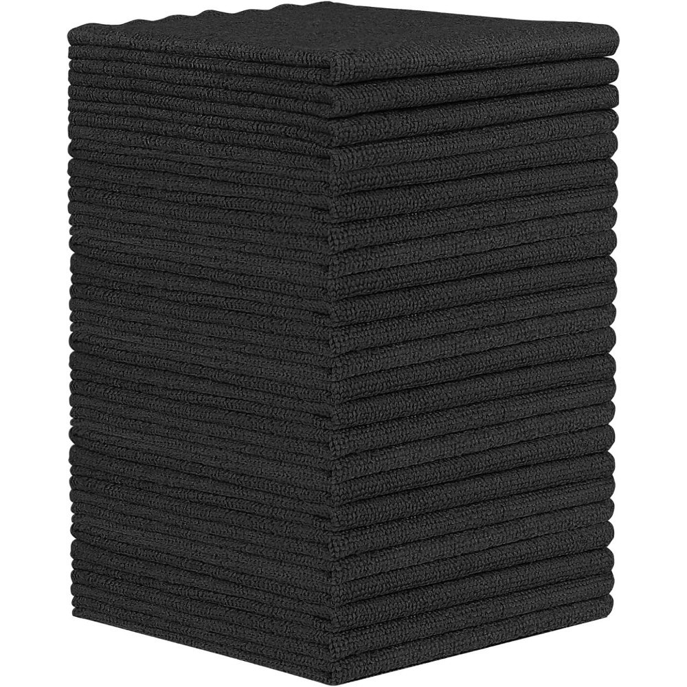 Black Microfiber Cleaning Cloth, 24 Pack Highly Absorbent Cleaning Rags,