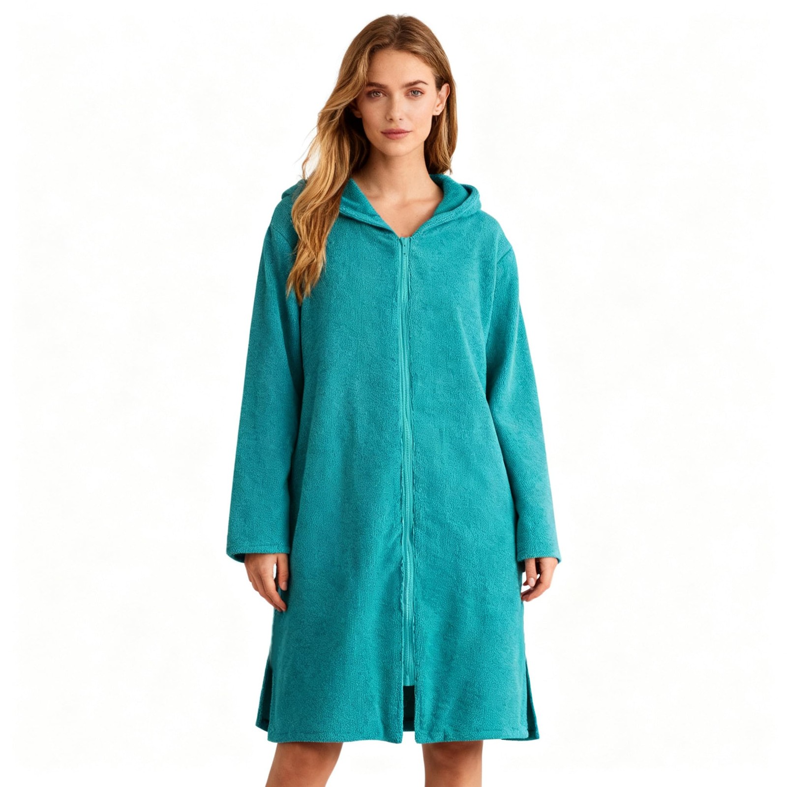 Hooded Towel Poncho with Zipper and Pocket, Surf Poncho for Men and Women, Be...