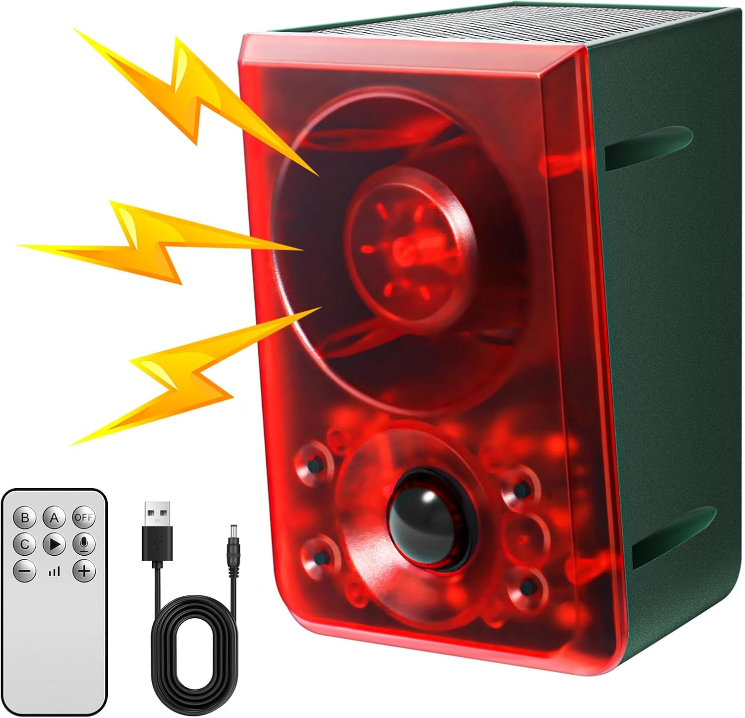 Solar Outdoor Motion Sensor Alarm - Dog Barking & Gunshot Sound, Support Recordi