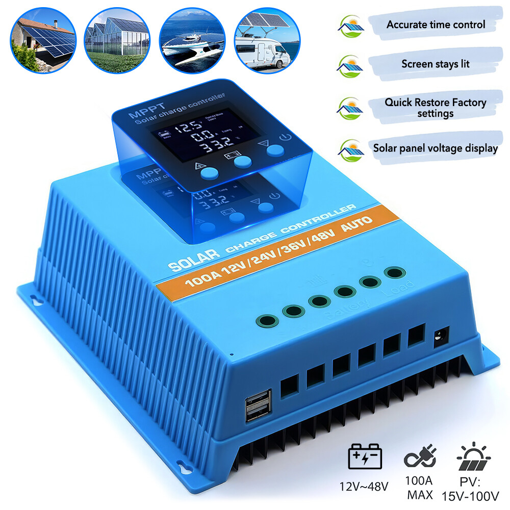 Upgrade 100A 12V/24V/36V/48V MPPT Solar Charge Controller PV Charger Controller
