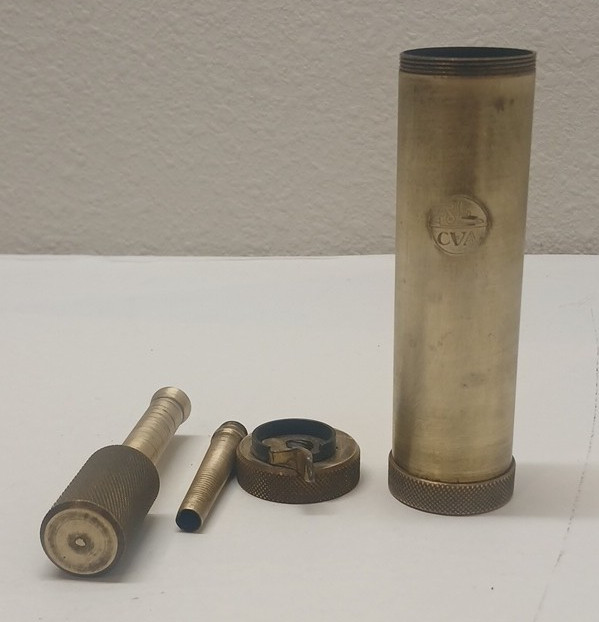 CVA Brass Black Powder Powder Flask Gold for Rifle/Pistol Made in Italy