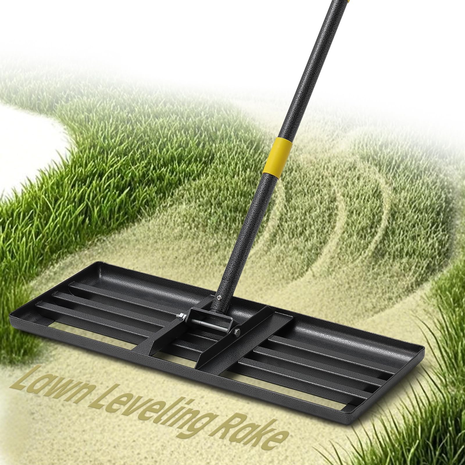 Lawn Leveling Rake 30”x10” Large Heavy Duty Metal Lawn Leveler with 5FT Long ...