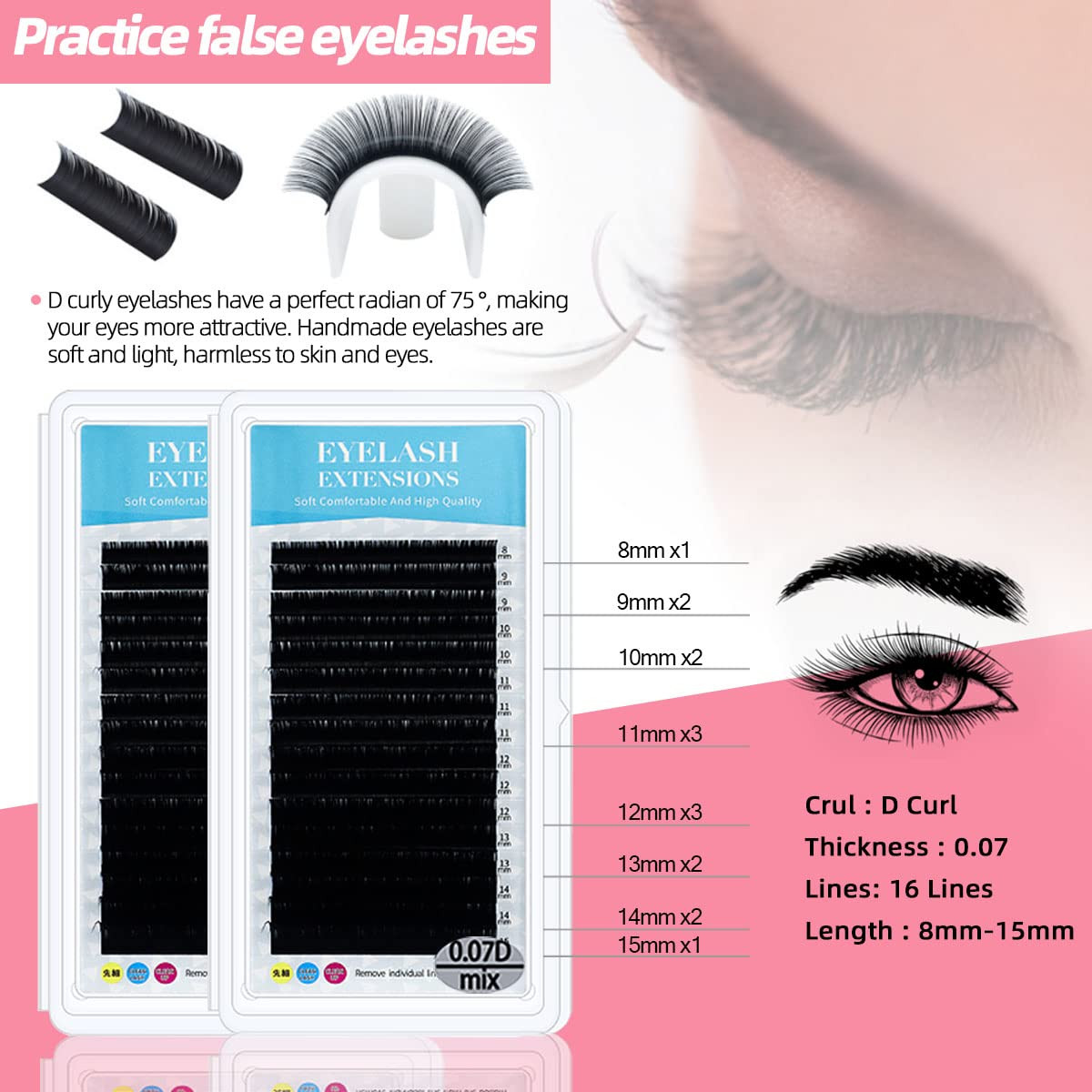 Lash Extension Kit Professional Eyelash Extensions Supplies Training for Begi...