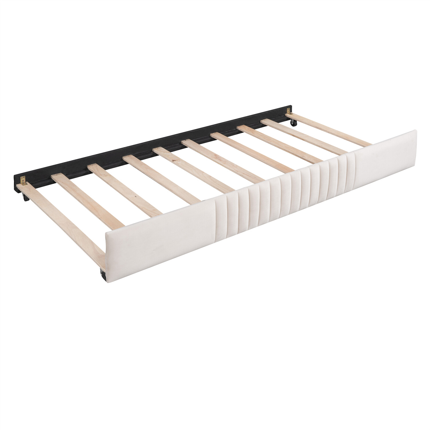 Twin Size Daybed with Trundle Upholstered Bed Frame Sofa Bed Beige/Blue/Gray