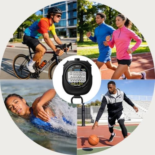 2-Pack Multi-Function Electronic Digital Sports Stopwatch Timer with 10-Lap