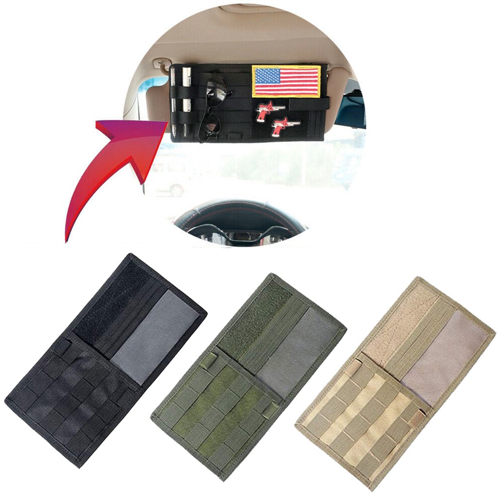 Car Sun Visor Organizer Sided Folding MOLLE EDC Panel Storage Tactical Holder