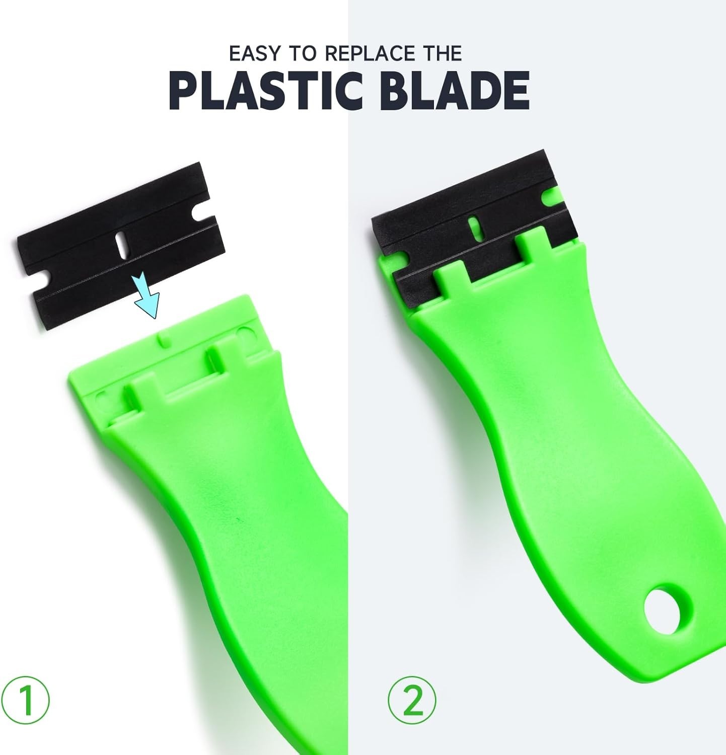 2PCS Plastic Razor Blade Scraper Tool and 100PCS Plastic Blades for Gasket Remov