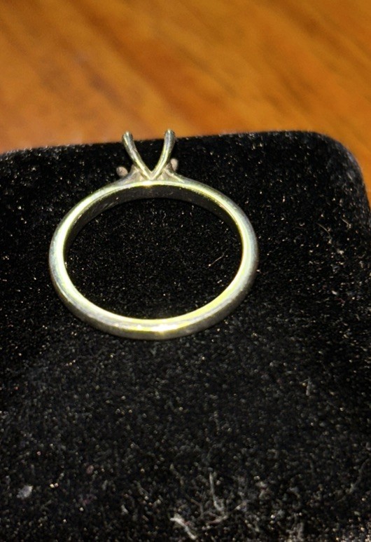 Old Scratched Sterling Silver Engagement Ring Setting marked STER with no stone