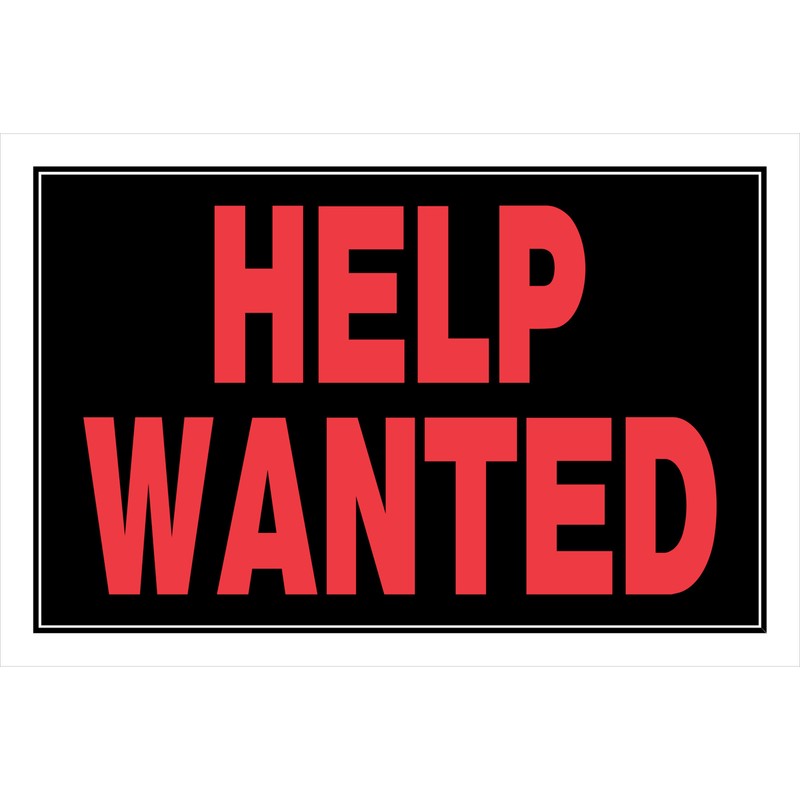 Hillman English Black Help Wanted Sign 8 in. H X 12 in. W (6-PACK)