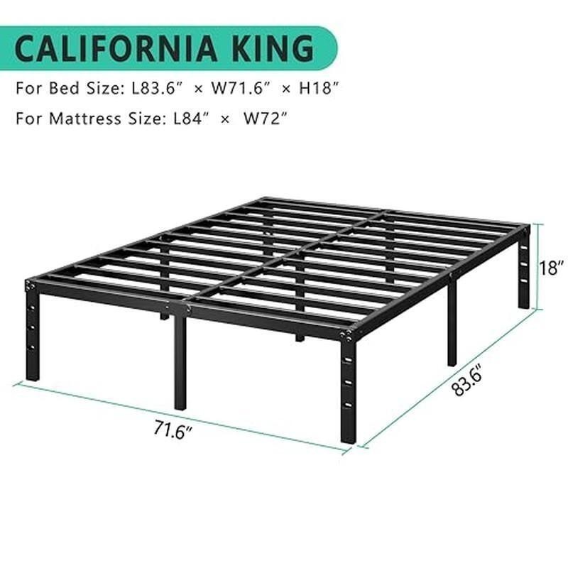 King Metal Platform Bed Frame Sturdy Support Easy Assembly Squeak Resistant New