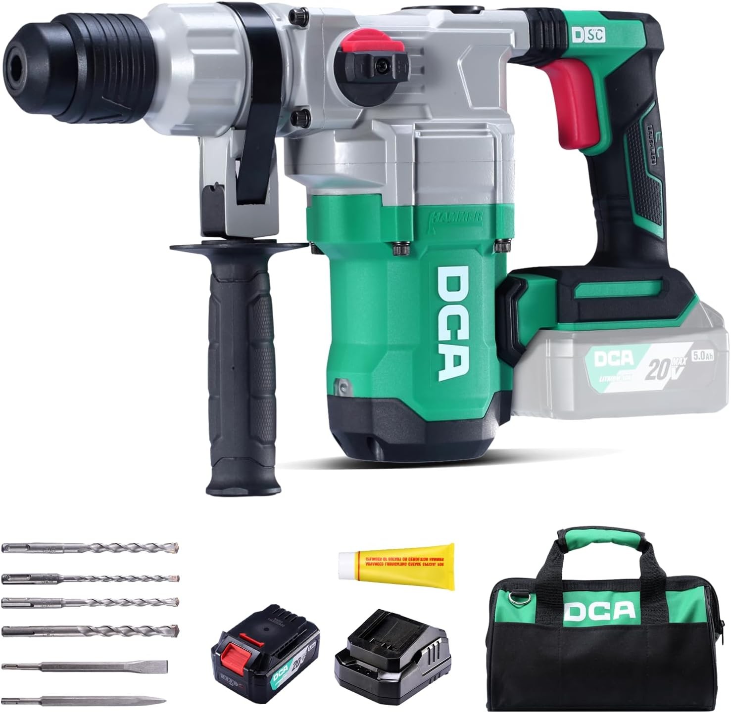 DCA 20V MAX Cordless Rotary Hammer Drill 4.5 Joule, 3800BPM 1-1/8inch Class B