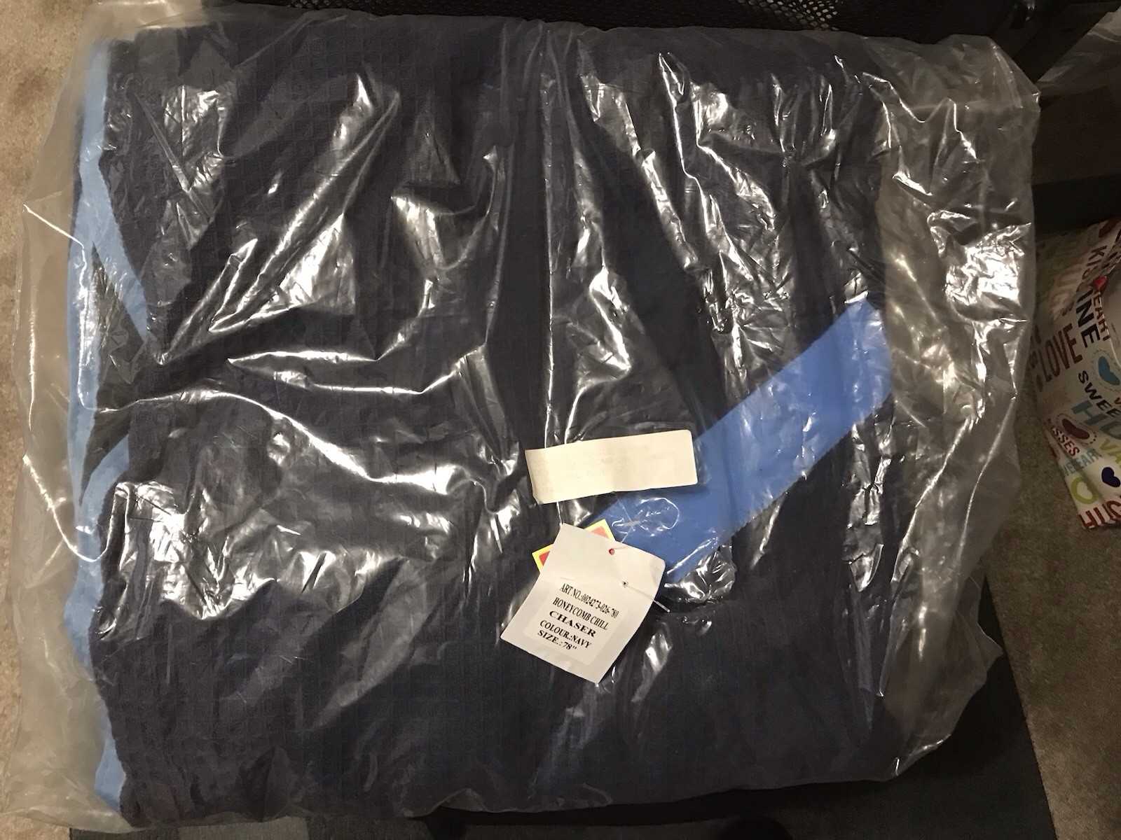 Dover Saddlery Navy Blue W/blue Trim  Chill Chaser Wrap Honeycomb Blanket 78”