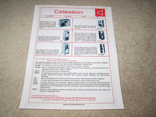 Celestion Ad, 1978, Ditton 66,44,33,UL10,8, Specs, Info