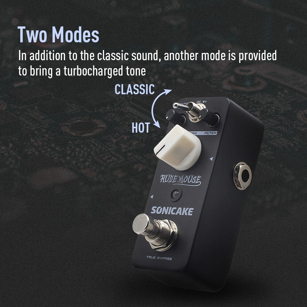 SONICAKE Bypass Underground Overdrive Distortion Fuzz Pedals Hook and Loop TAPE