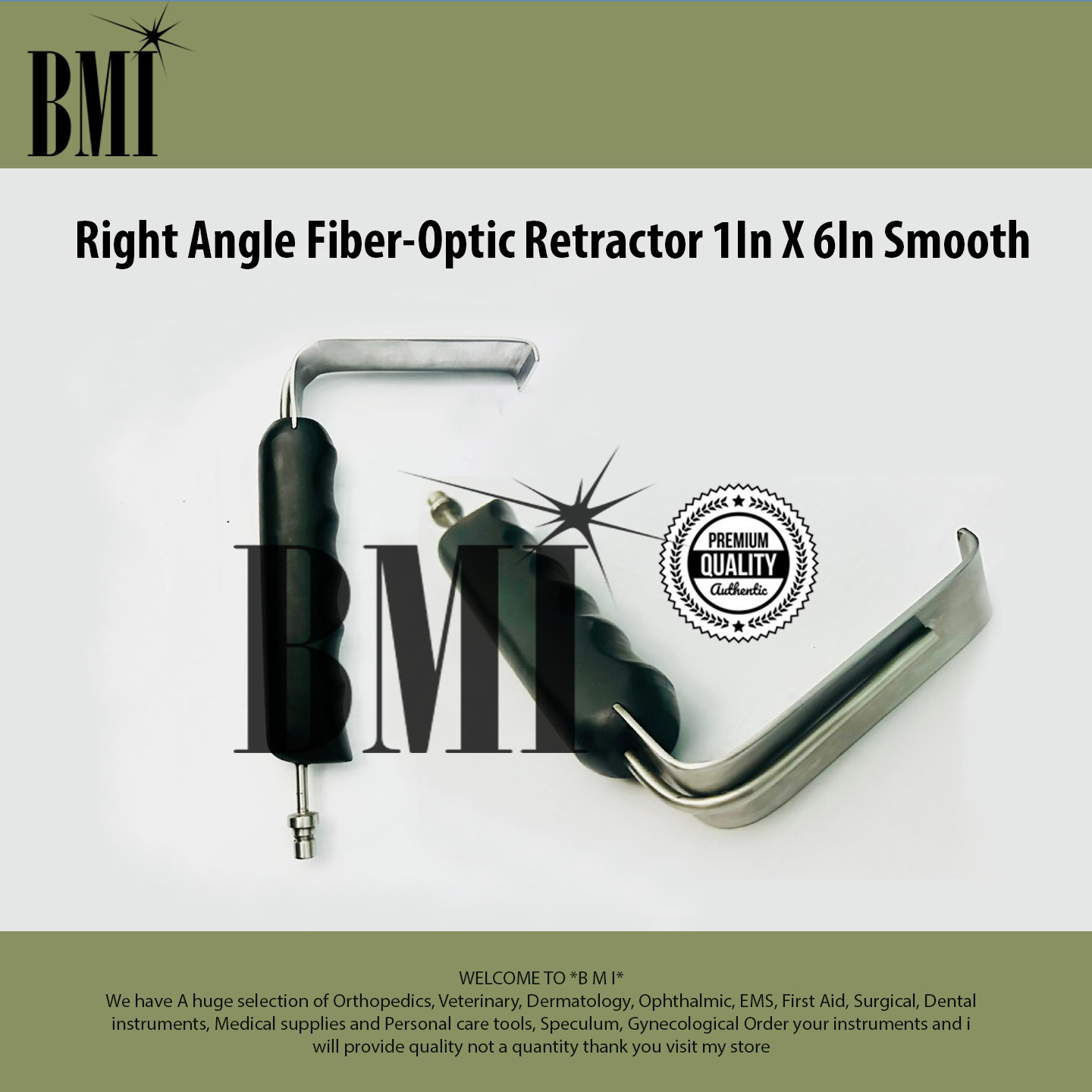 Britetrac Fiber Optic Right Angle Retractor 1In X 6In Smooth