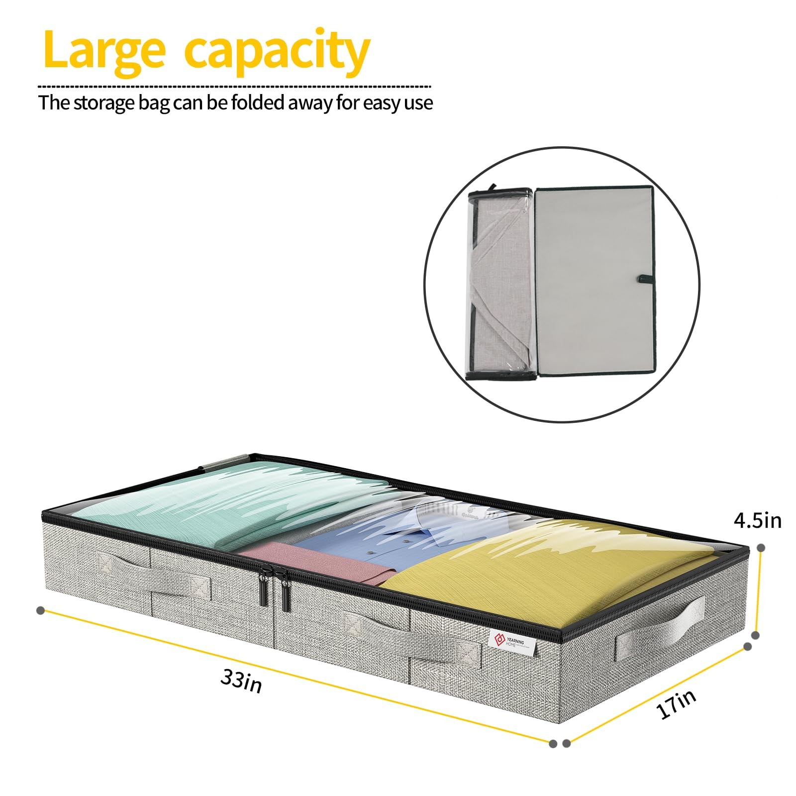 4.5 Inches Under Bed Storage Containers with Sturdy Sidewalls/Bottom 4 Pack