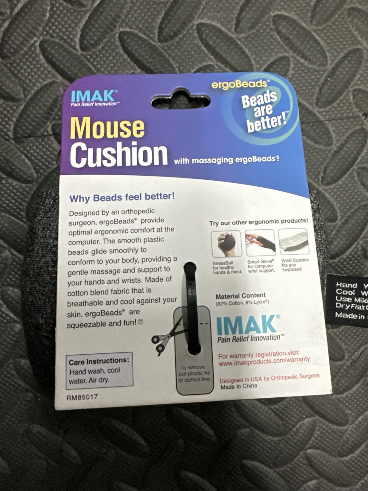 IMAK ergoBeads Gray Mouse Cushion - New