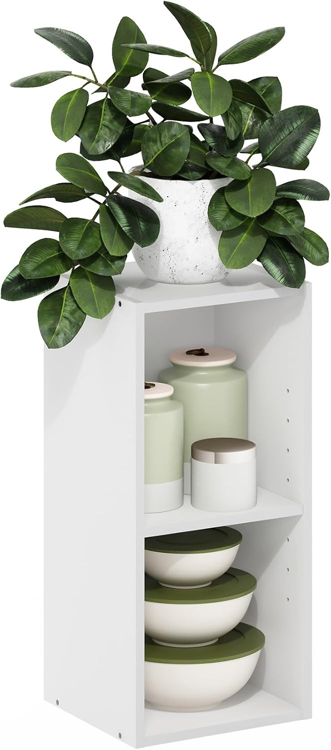 Fulda Book Shelf 2-Tier Narrow Bookshelf Bookcase W/ 10-in Width Storage Shelf
