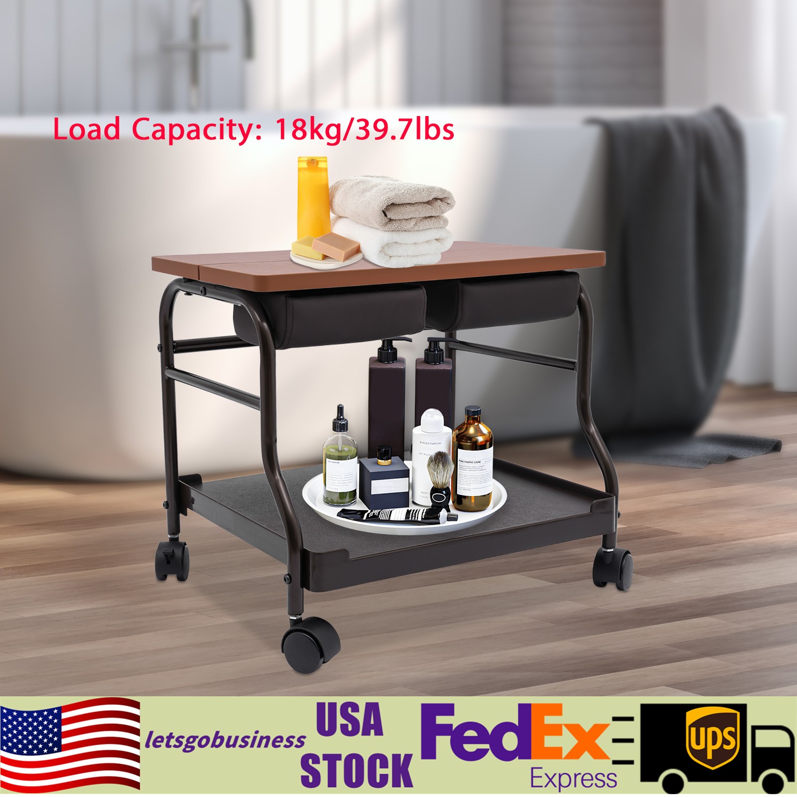 Beauty Salon Trolley Cart Portable Nail Foot Spa Footrest Stand With Wheels