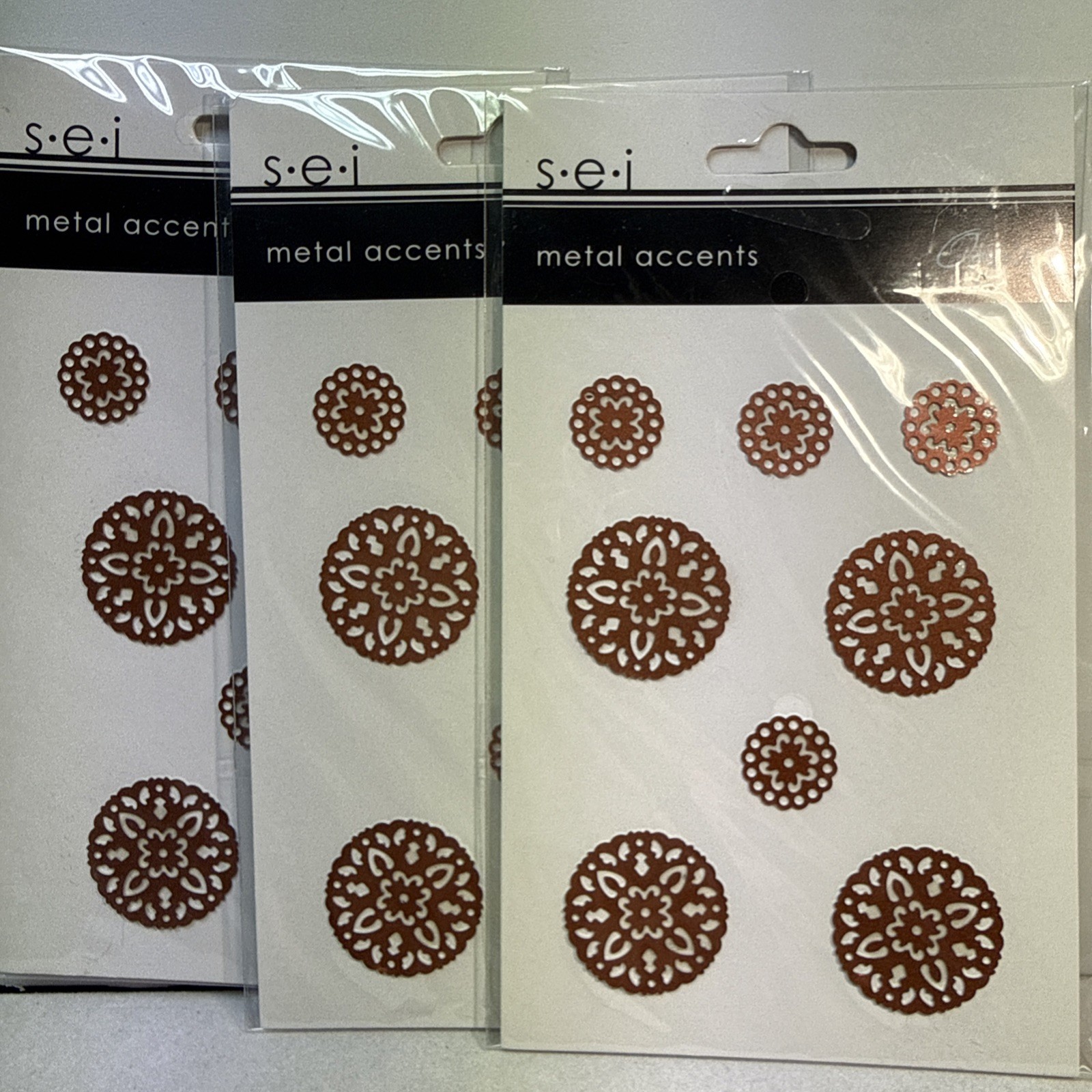 NEW Oasis Metal Accents Circle Filigree Shapes 3 Packs  Copper Color Free Ship