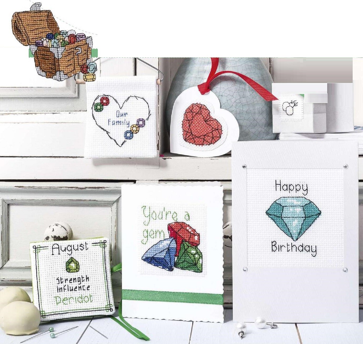 BRILLIANT BIRTHSTONES  44 MOTIFS   CROSS STITCH  PATTERN ONLY    EQ - RWW