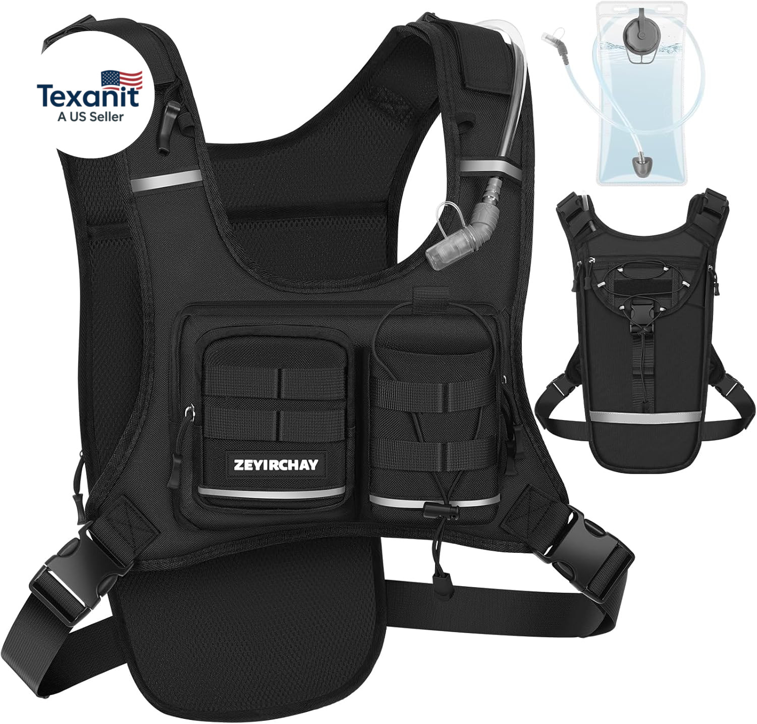 Hydration Pack Vest – Lightweight Chest Pack 2.0L Hands-Free Water Bladder Backp