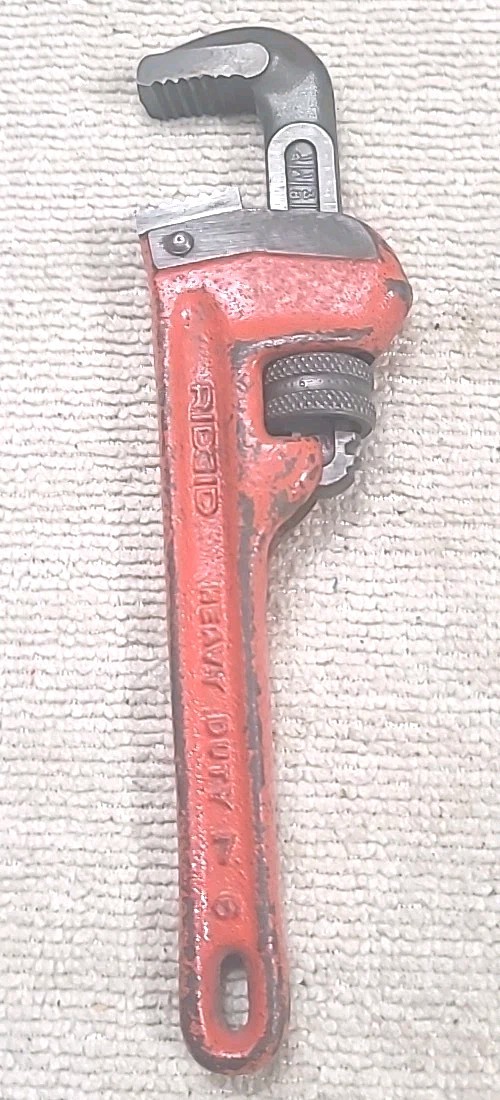 Vintage Ridgid Heavy Duty 6” Pipe Wrench Elyria Ohio USA Made Tool.