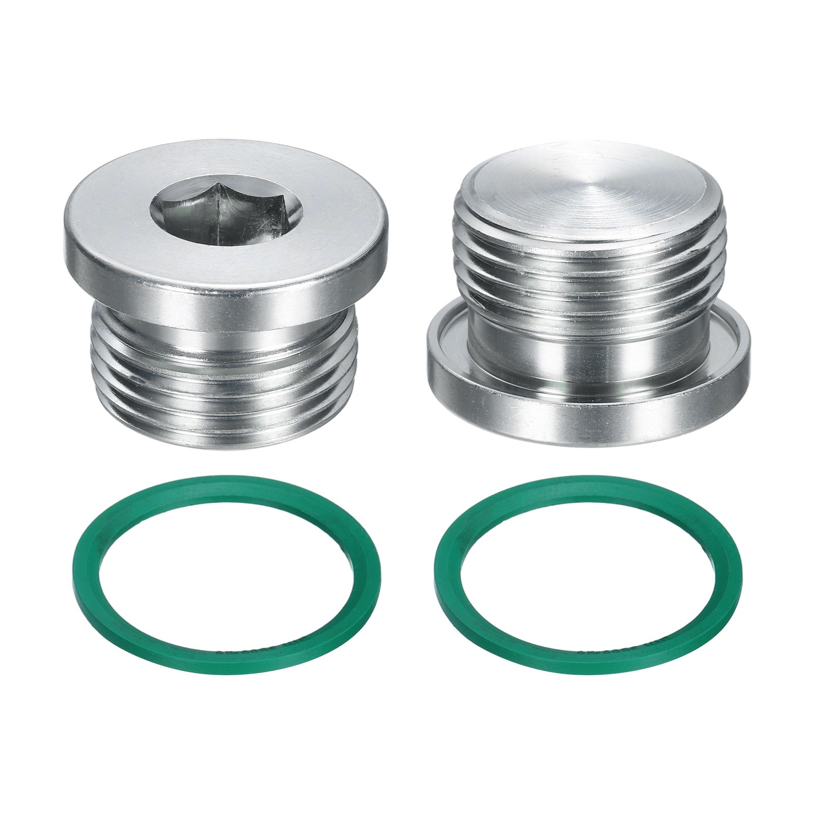 2Pcs M27x2 Carbon Steel Inner Hex Head Pipe Fitting Plug with O-Ring