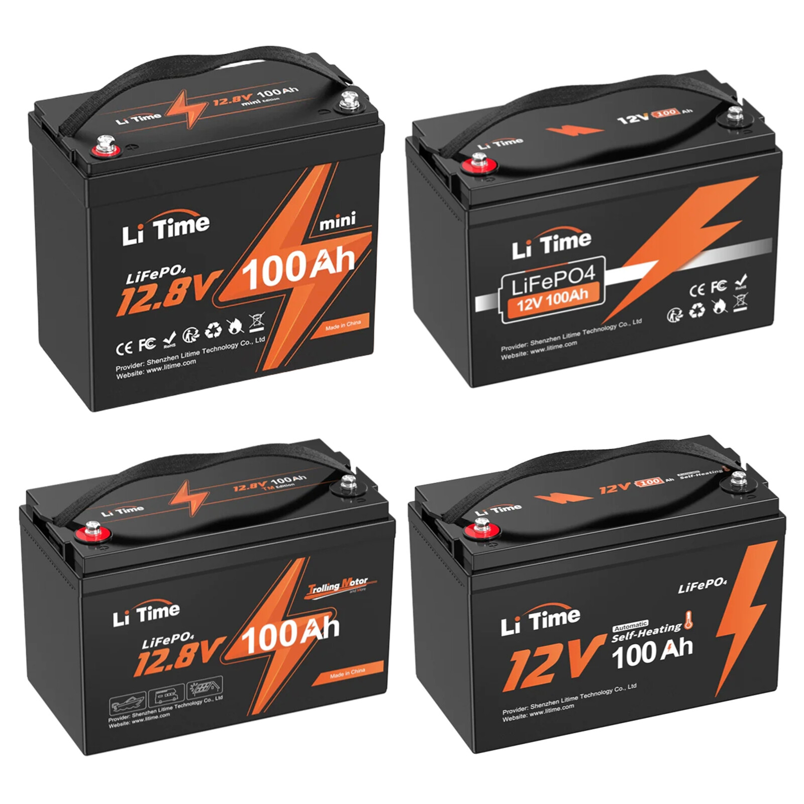 Used LiTime 12V 100Ah LiFePO4 Lithium Battery Charger Inverter for RV Boat Lot