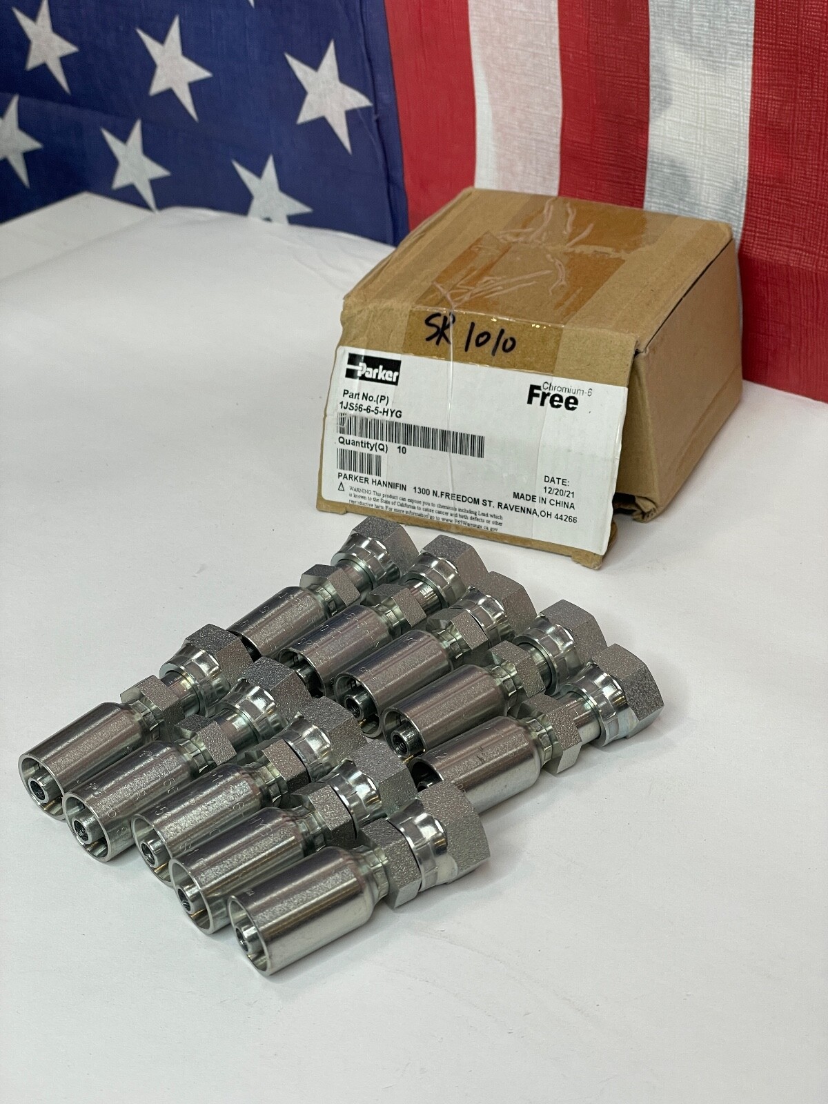 10 PARKER 1JS56-6-5 FEMALE SEAL-LOK 3/8 x 5/16 SWIVEL STRAIGHT HYDRAULIC FITTING