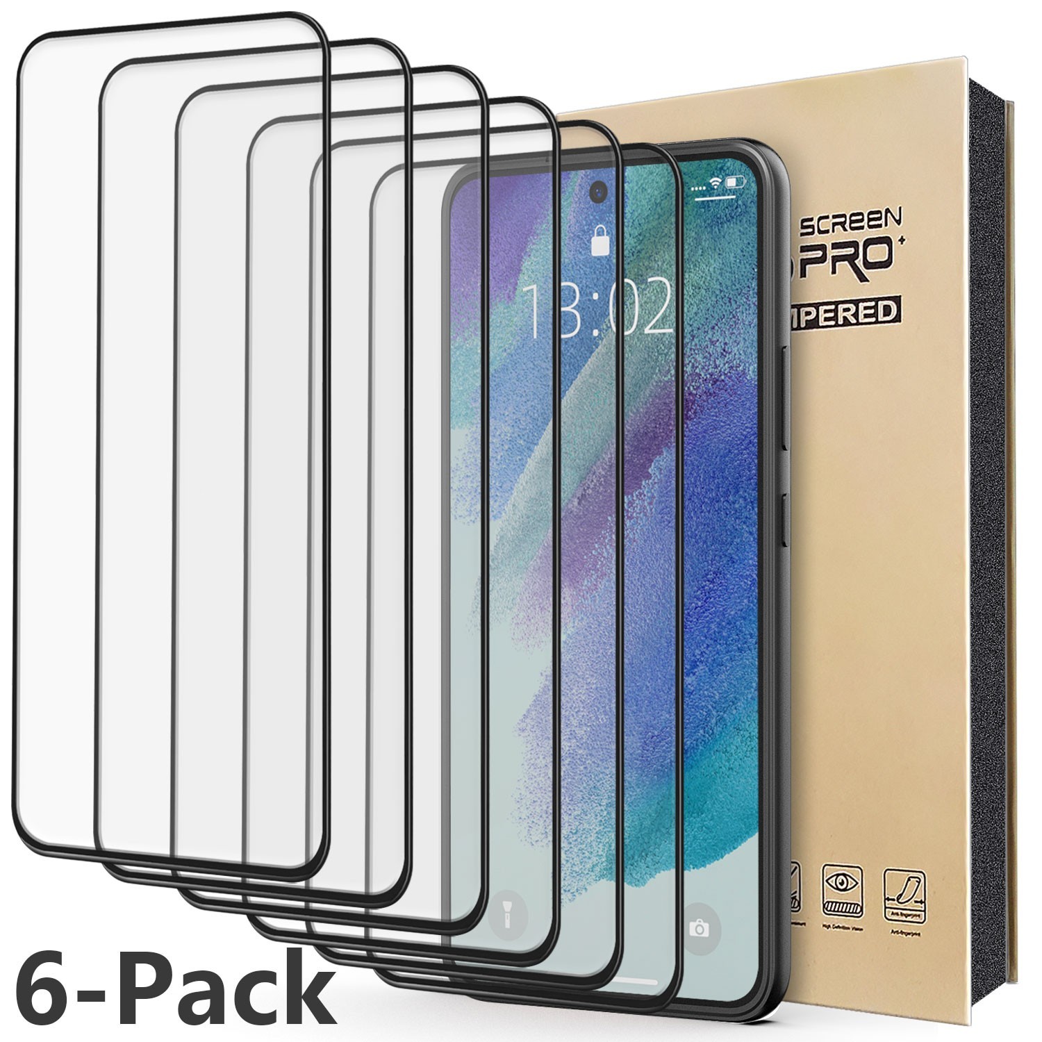 6 Pack For Samsung Galaxy S21 FE 5G Tempered Glass Screen Protector Anti Scratch