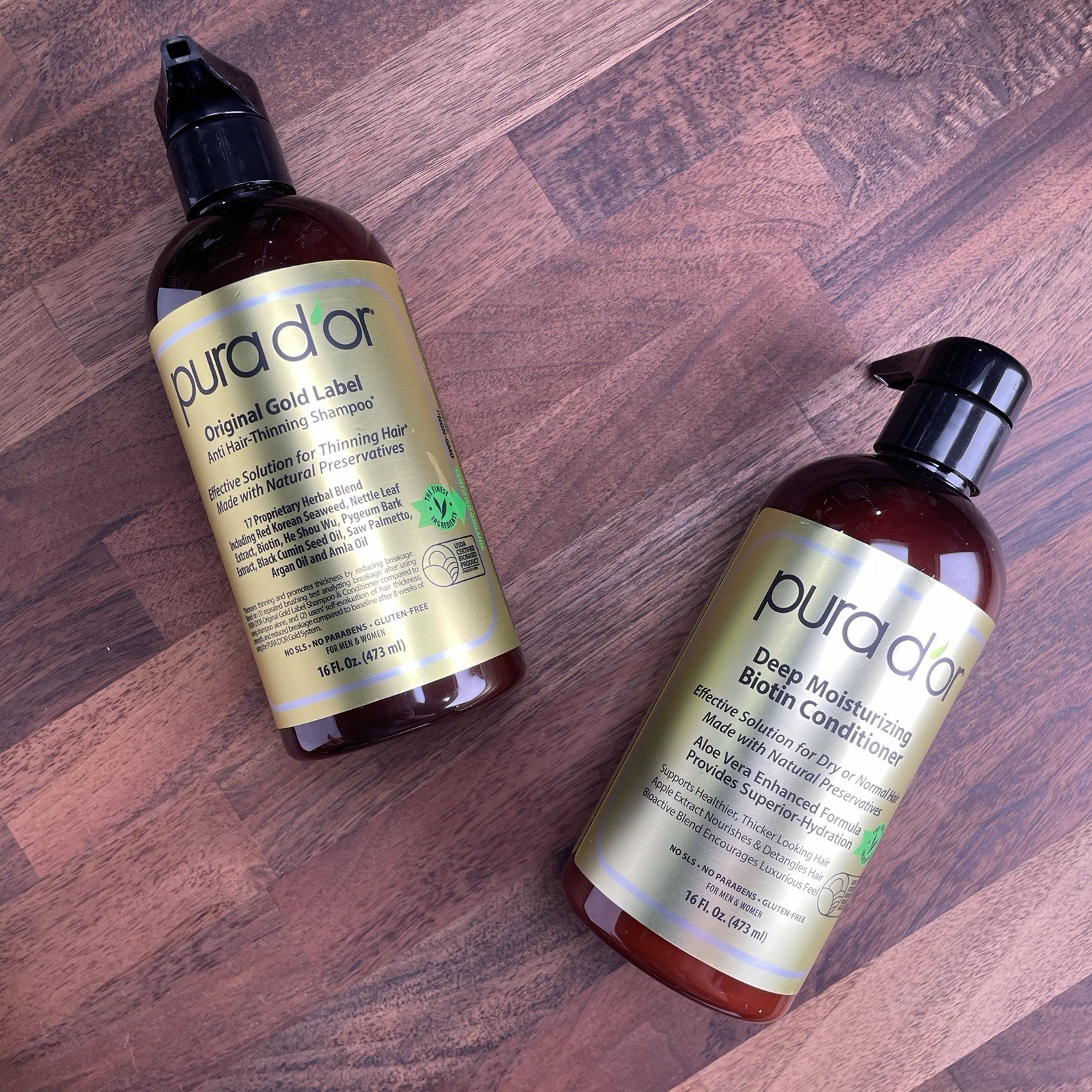 PURA D’OR Anti-Thinning Biotin Shampoo Conditioner 2-Pack Original Gold Label