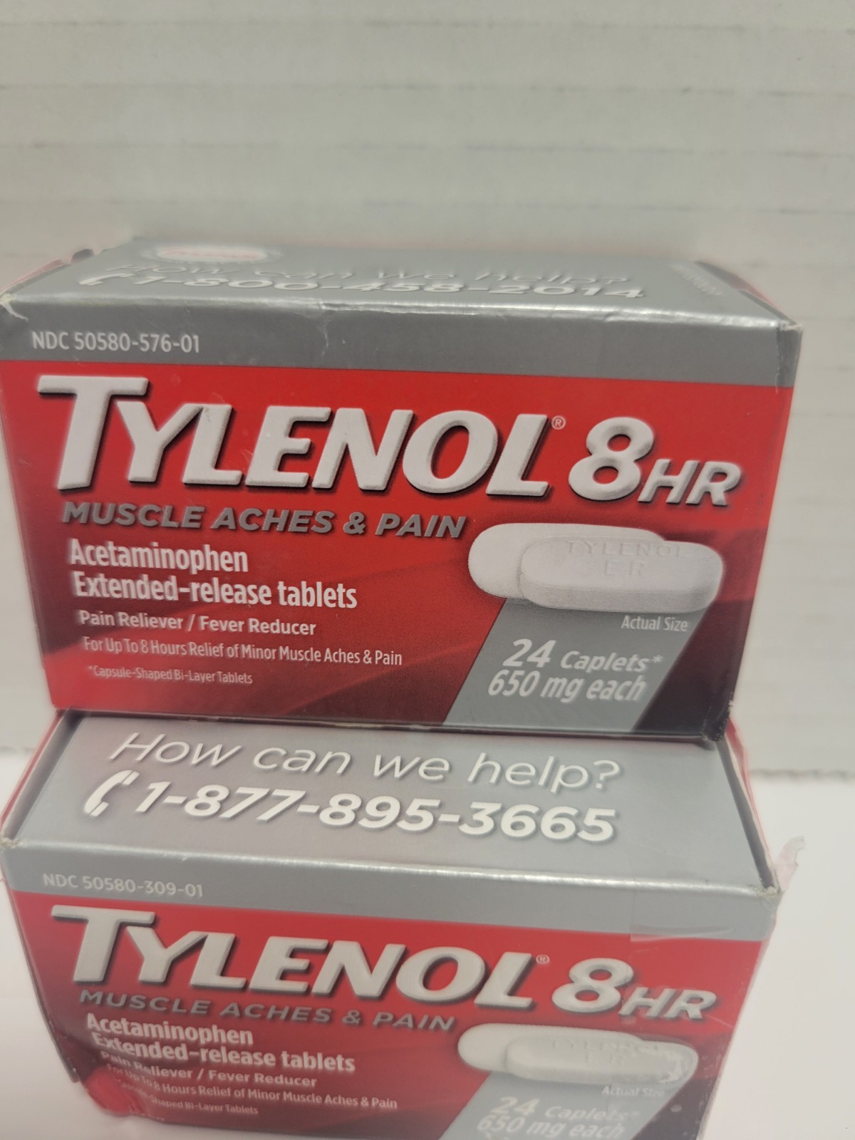 2 Pack Tylenol 8 HR Caplets Arthritis Pain Acetaminophen Caplets, 650 mg, 24 Ct