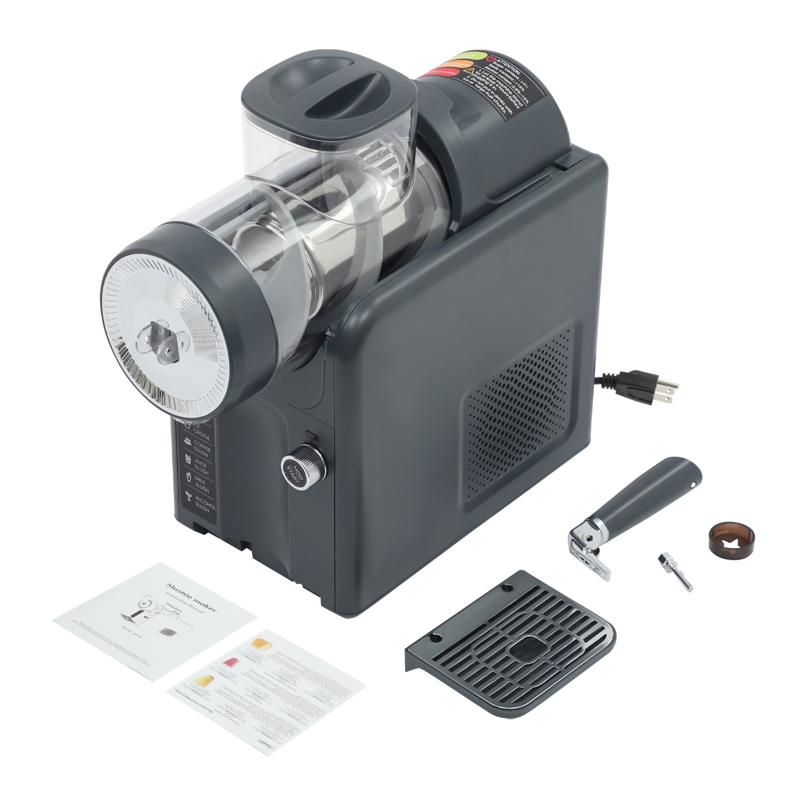 Frozen Drink Machine, Shaved Ince Machine with Self-Cleaning Function, Grey
