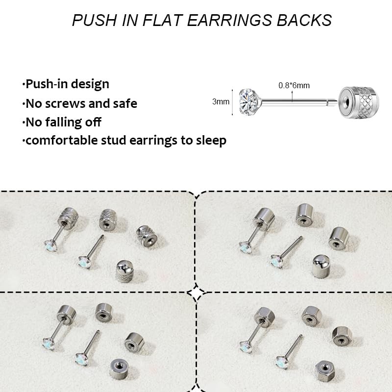 Flat Earring Backs Replacements Locking Pin Backs Earring Lifters Backs for E...