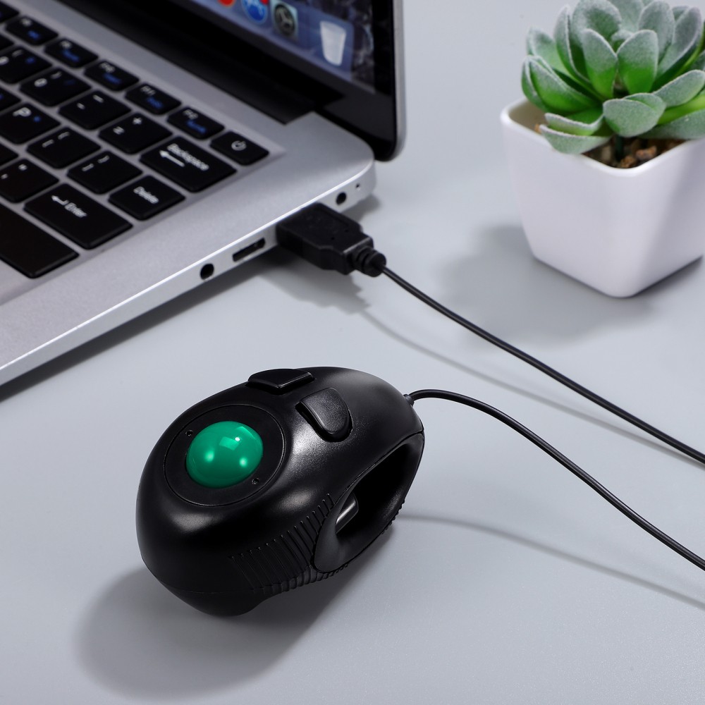 USB Mini Trackball Mouse Wired for Effortless Navigation Black