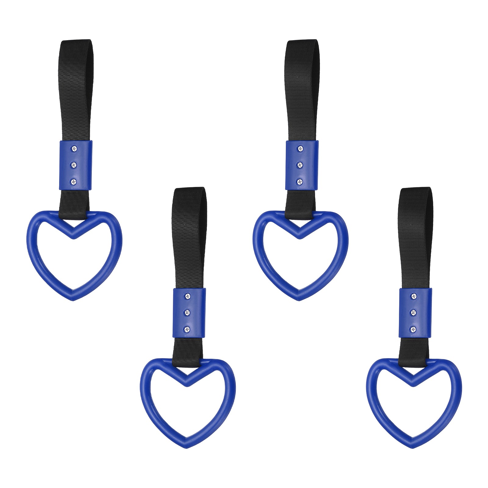 4 Pcs Heart Shaped Car Handle Straps, Blue (Black Strap)