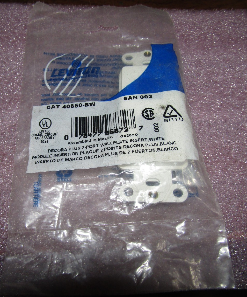 Leviton QuickPort Decora Plus Insert, 2-Port, White
