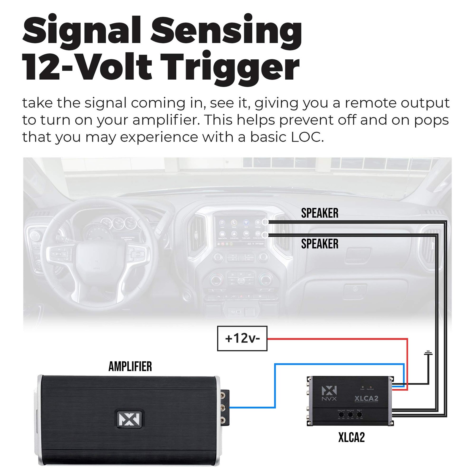 NVX XLCA2 X-Series 2-Channel Line Out Converter Digital Bass Enhancer with xB...