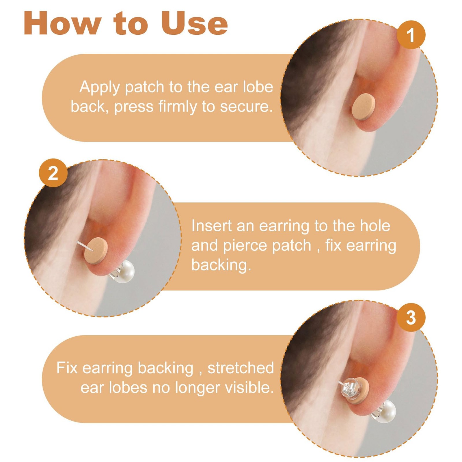 300pcs Earring Support Patches, Self-Adhesive Waterproof Earring Backs Earlob...