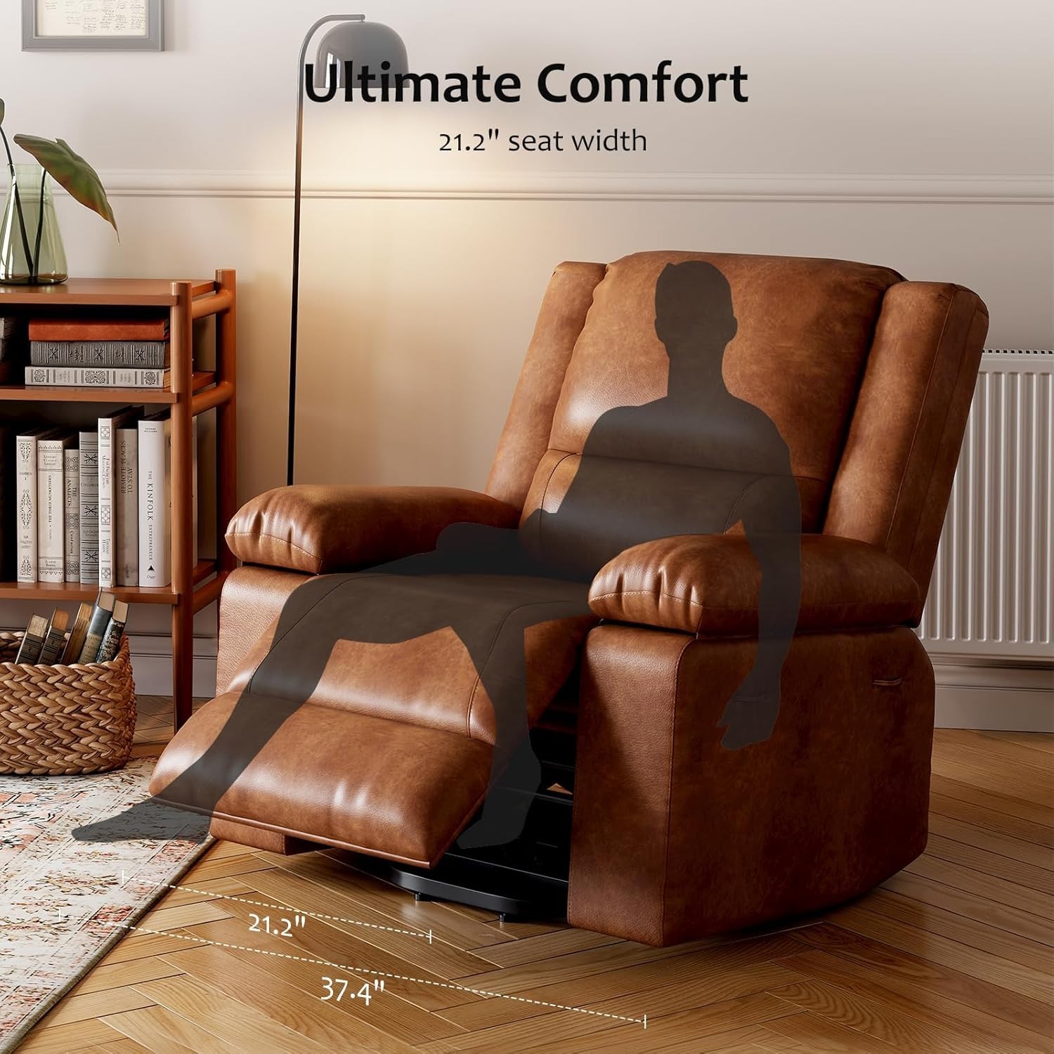 Power Lift Recliner Chair W/Heat & Massage, PU Leather Recliner for Elederly US