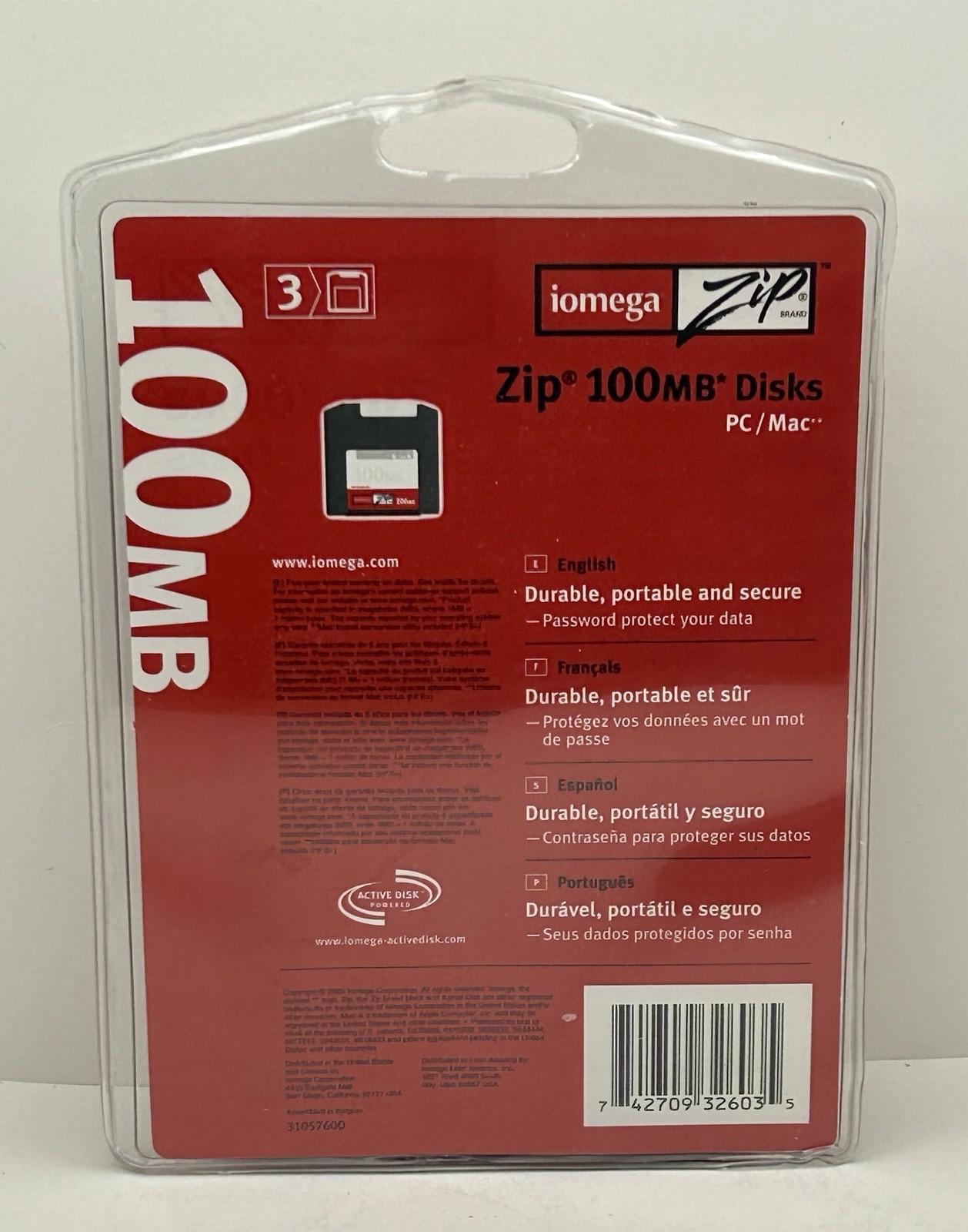 Iomega Zip Disk 100MB Cartridge 3-Pack Sealed PC Mac Data Backup Storage Media..