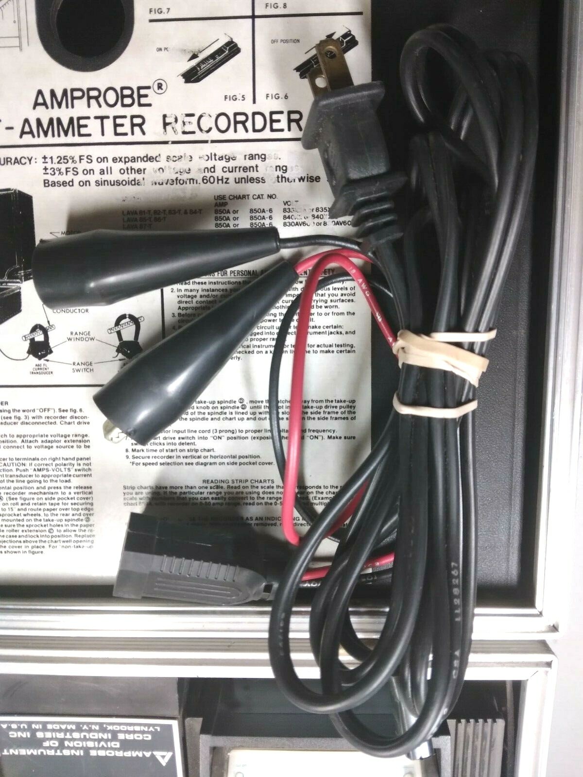 Amprobe Instrument Vintage AC Volt Ammeter, Recorder Chart Printer, Attachments