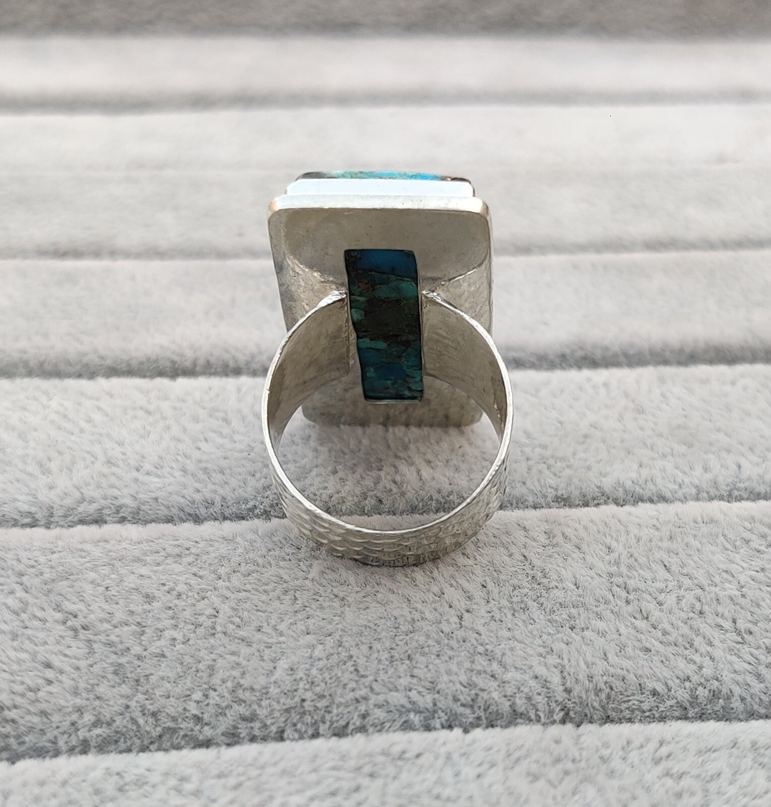 Blue Copper Turquoise Gemstone 925 Sterling Silver Handmade Ring Size 7.5, PG00
